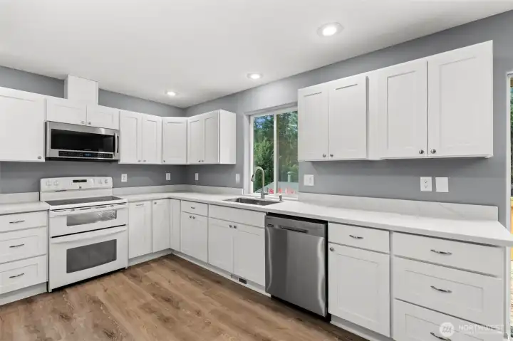 Tons and Tons of storage.  Don't miss the new microwave, sink, dishwasher.  All new cabinets and countertops.