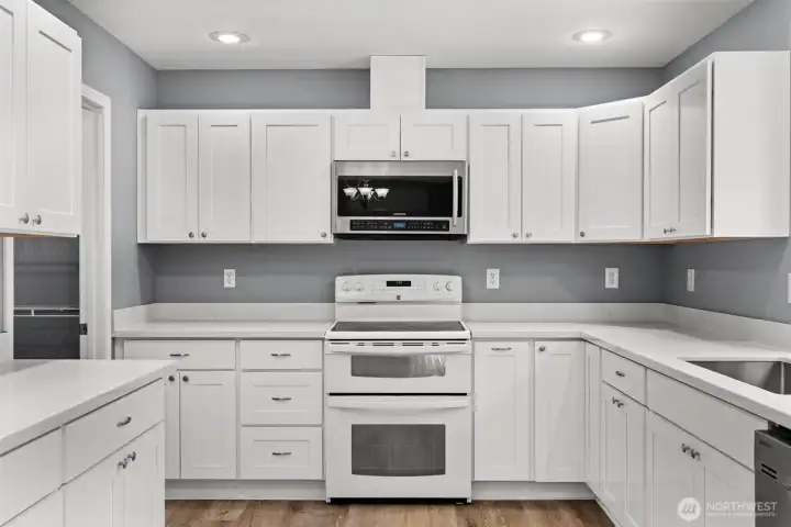 It is hard to enjoy the total awesome countertop space, massive amount of storage and the functionality of this kitchen.