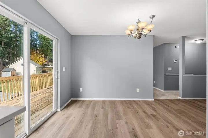 Looking back from the kitchen to the dining area.