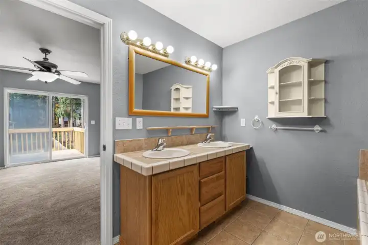 Primary bathroom, double sinks.