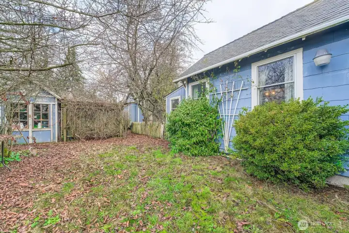 spacious and fenced back yard