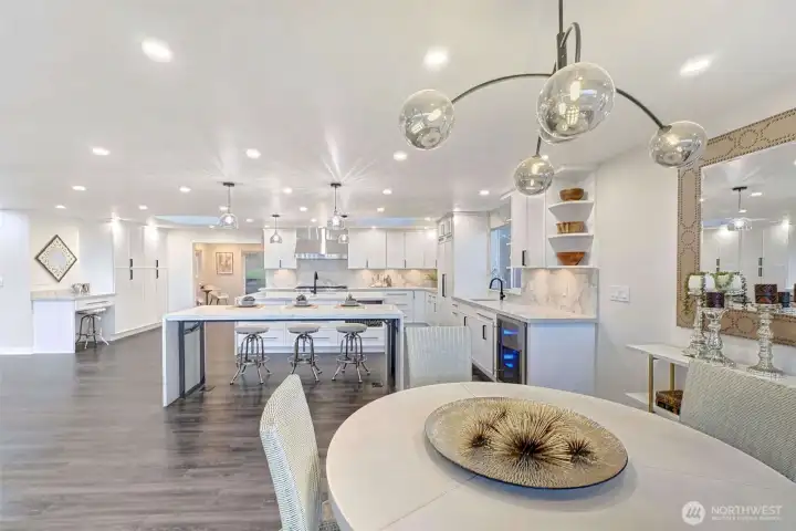 LED lighting, waterfall island, designer light fixtures