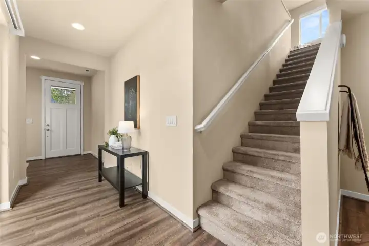 Carpeted stairs for added comfort and noise reduction