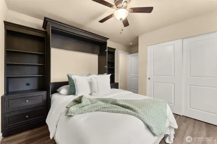 Elegant Murphy bed with integrated storage enhances both style and functionality