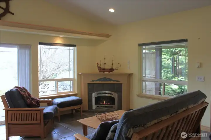 On the Main Level - Cozy Corner Fireplace, Providing Warmth