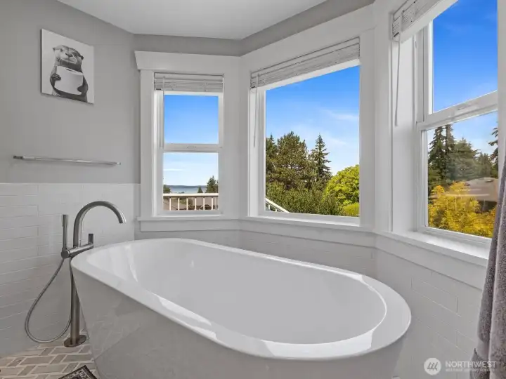 Soaking tub with views of Puget sound Soaking tub with views of Puget sound