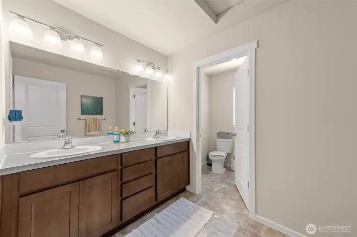 Second bathroom with a private water closet and tub/shower. Second bathroom with a private water closet and tub/shower.