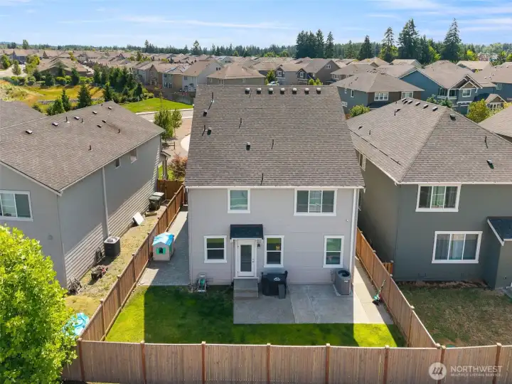 Fully fenced backyard. Fully fenced backyard.