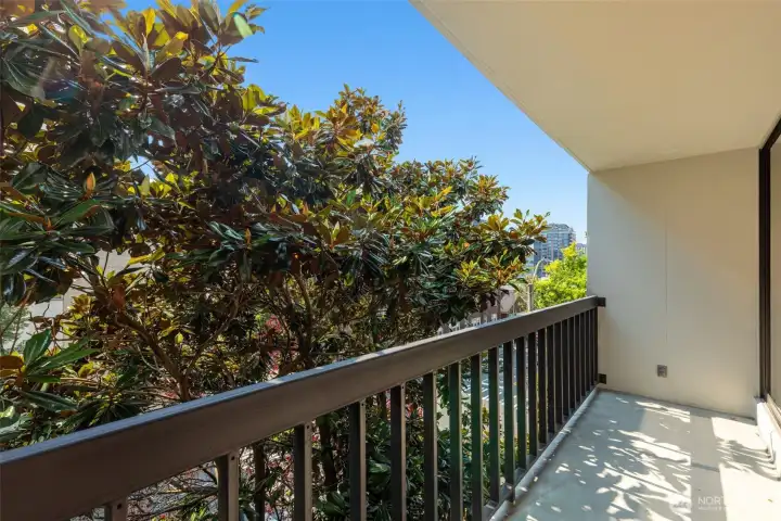 Balcony 1 off the Living Room overlooking beautiful Magnolia trees. Balcony 1 off the Living Room overlooking beautiful Magnolia trees.