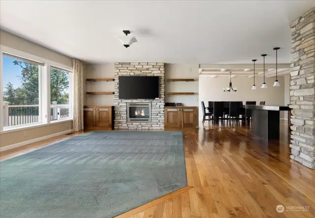 Extensively remodeled with feature fireplace & view windows