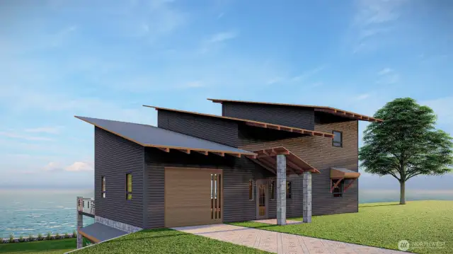 Rendering, entrance from driveway