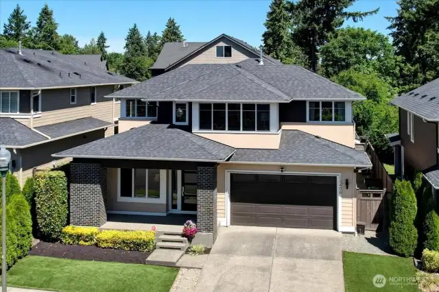 Overhead view of the front of the home.