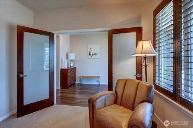 Opposite view of the den/office with French doors.