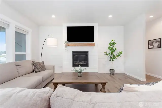 The gas fireplace will lend warmth on those cold winter nights.