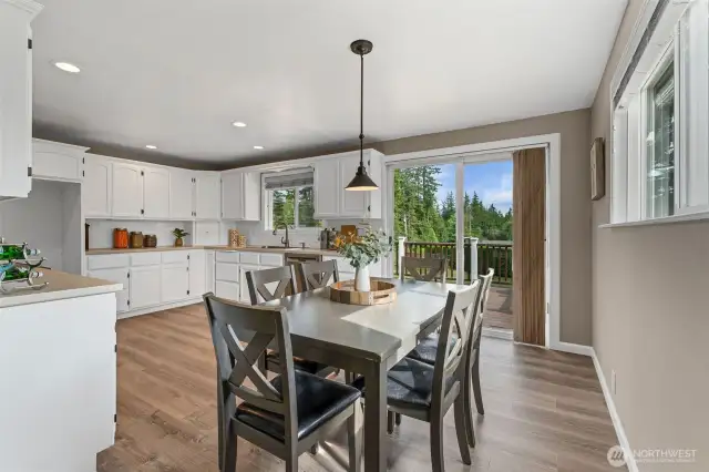 Open floor concepts with sliding glass door to backyard