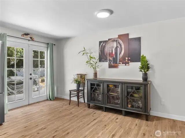 Additional space off the kitchen- for dining, buffet or even a coffee bar