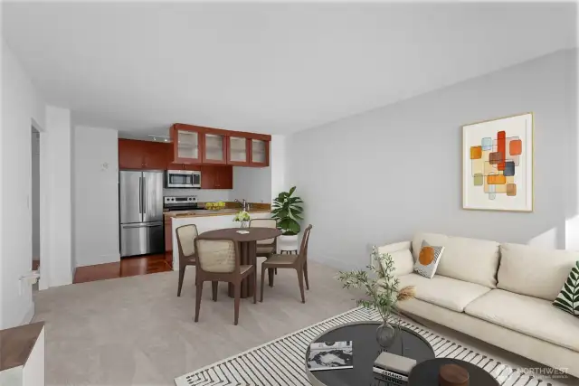 View from Living Area to kitchen