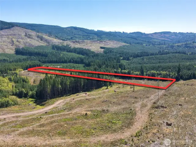 Overhead view with approximate boundaries in red.