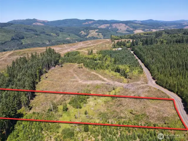 Overhead view with approximate boundaries in red.