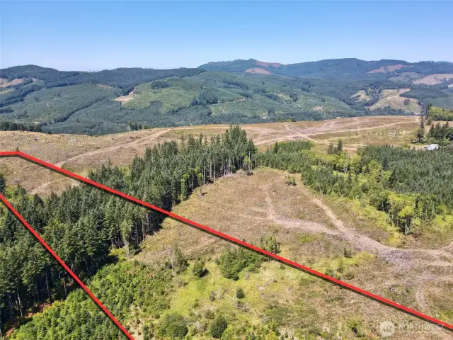 Overhead view with approximate boundaries in red.