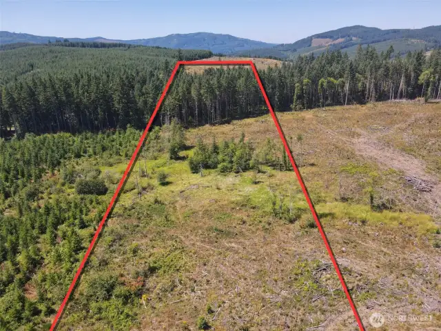 Overhead view with approximate boundaries in red.
