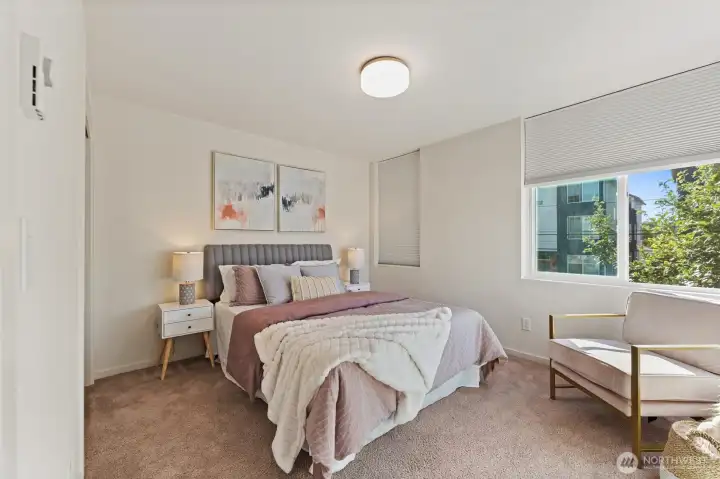 Second floor bedroom. The small door in the wall accesses a storage area.