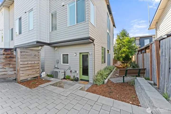 Secure parking area behind the home