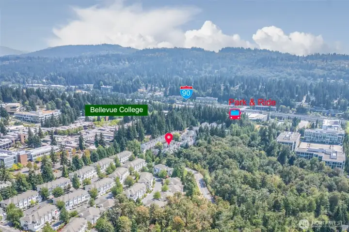 Walking distance to Bellevue College and Park and Ride