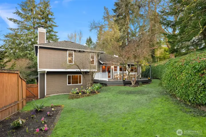 Over 10,000 sqft yard offers mature maple, camilar, magnolia and plentiful garden beds!