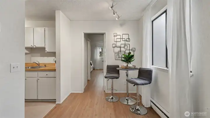 Dining are next to the kitchen and open to living room.