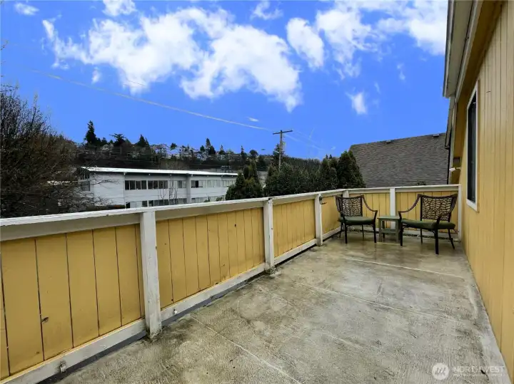Convenient slider leads to this enormous deck.