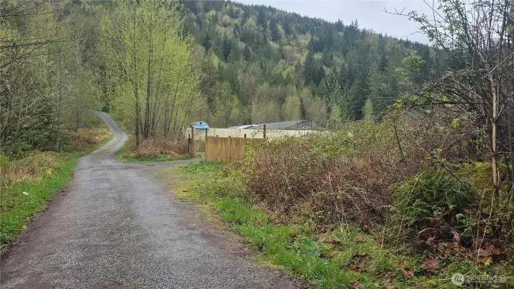 one of 2 access driveways