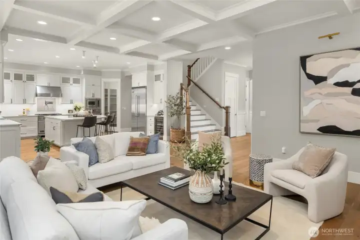 Wonderful open concept floor plan with great connection to the kitchen and dining spaces.