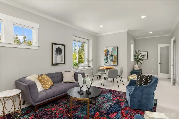 Terrific space in this room for movies or hobbies.