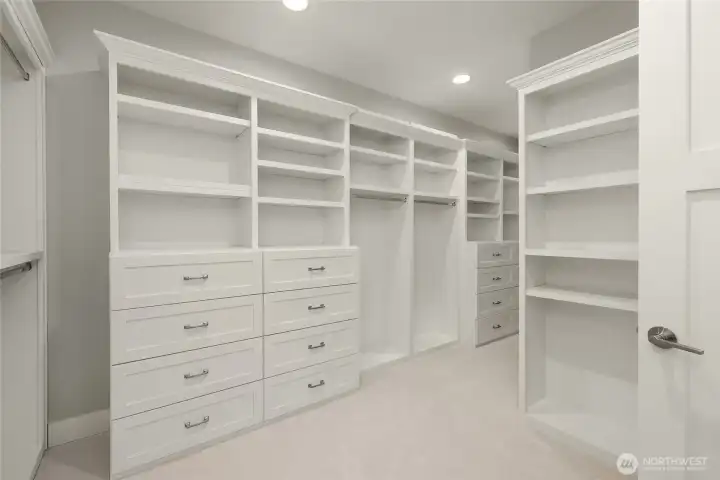 The wonderfully spacious primary closet.
