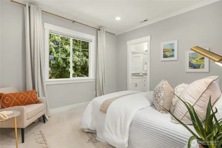 The second of four bedrooms has a Jack and Jill Bathroom.