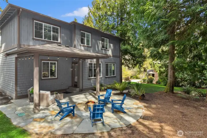 Easy maintenance yard. The home has a heat pump for heating and cooling and an auto-on generator.