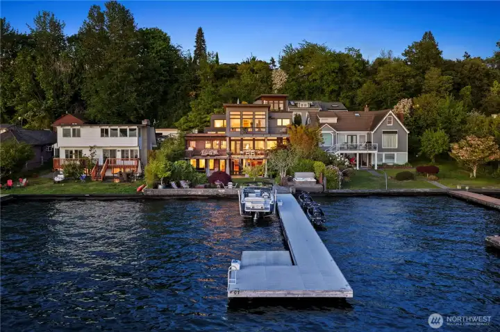 Truly magnificent West of Market waterfront estate with exceptional panoramic Southwesterly views of Lake Washington, the Seattle skyline, Olympic Mountains, rose colored sunsets, and maritime performances from nearly every room. Truly magnificent West of Market waterfront estate with exceptional panoramic Southwesterly views of Lake Washington, the Seattle skyline, Olympic Mountains, rose colored sunsets, and maritime performances from nearly every room.