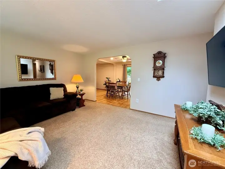 View of the living room from the front entrance.