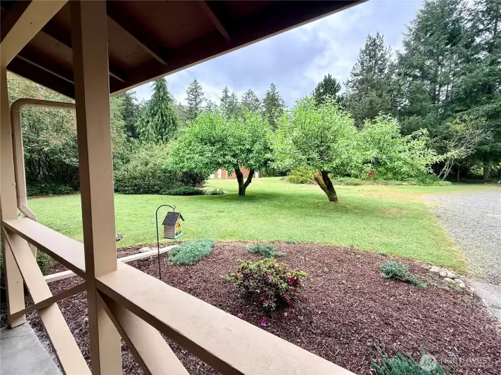 Back outside, a view of the front from the covered front porch.