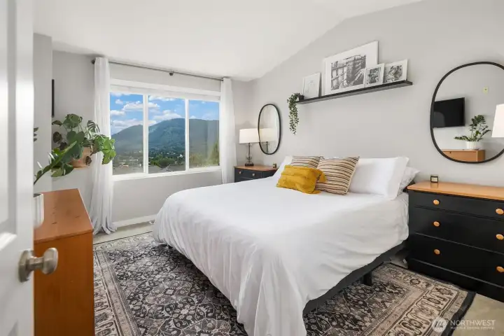 Primary suite with oduble closets.