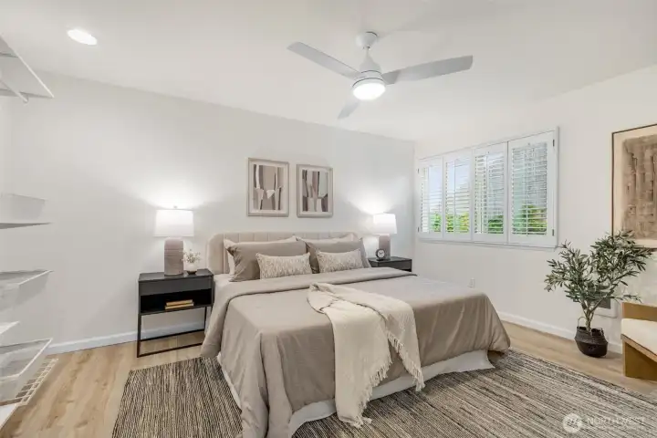 Bedroom is at the rear of the condo for added privacy