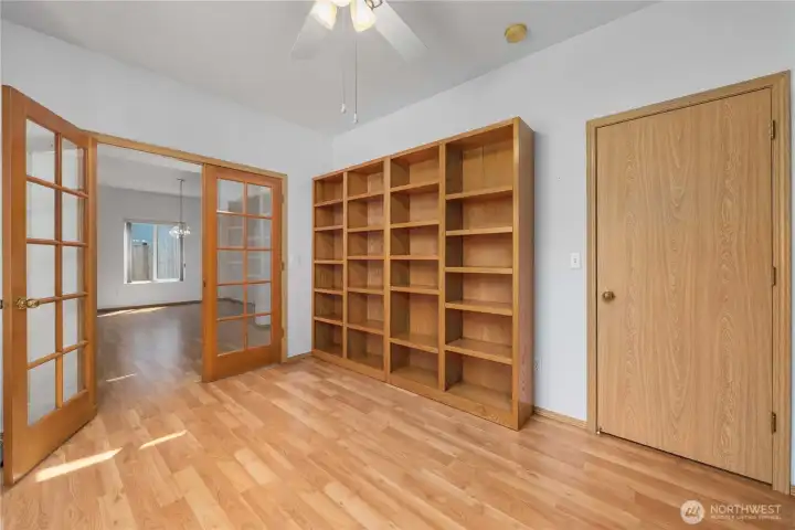 This is the third bedroom or den as the original owners used it. The bookshelves stay.