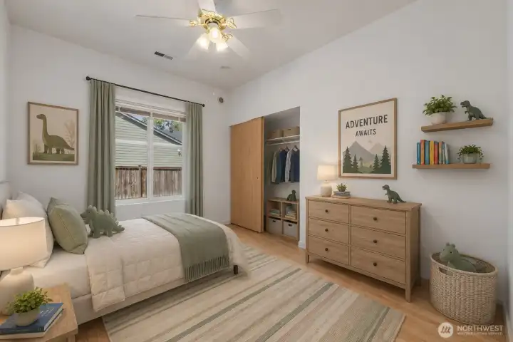 Virtually staged second bedroom