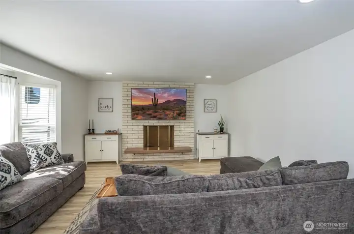 Cozy living room to the left of entry