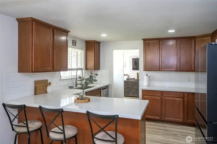 Updated quartz countertops
