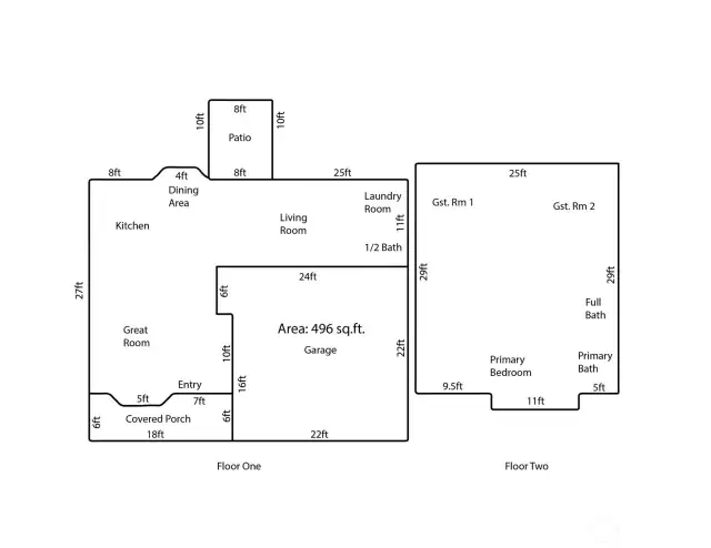 General layout of property with dimensions.
