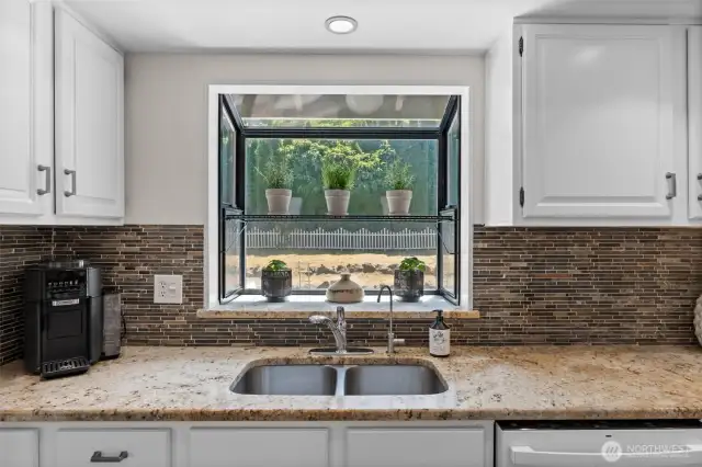 View looking onto back yard from your kitchen sink