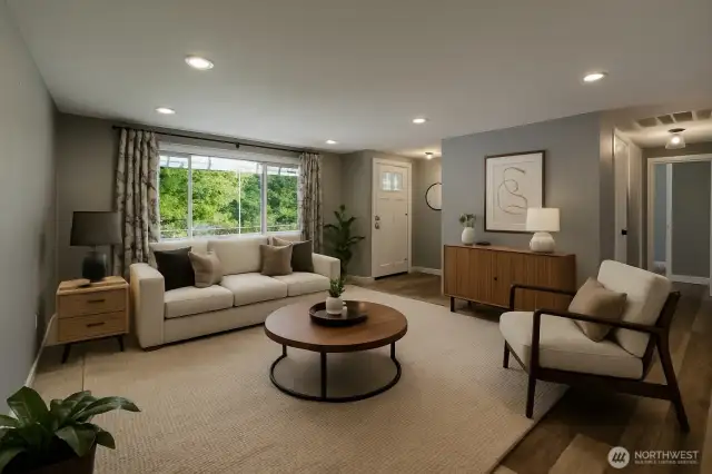 Virtually staged living room