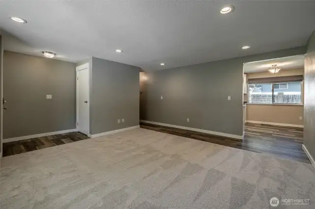 living room connected to kitchen